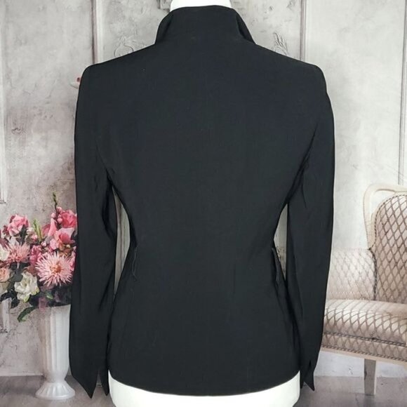 𝅺kasper Petites Black Lined Collared Long Sleeve Button Down Blazer Size 2P - Picture 6 of 9